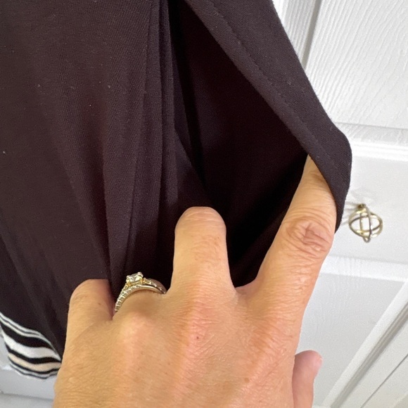 Catherines Plus Black A-line Striped Pockets Midi Dress 1X - Picture 7 of 8